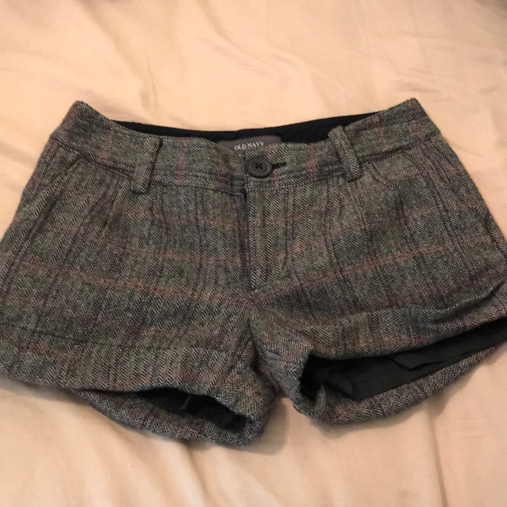 Wool plaid shorts